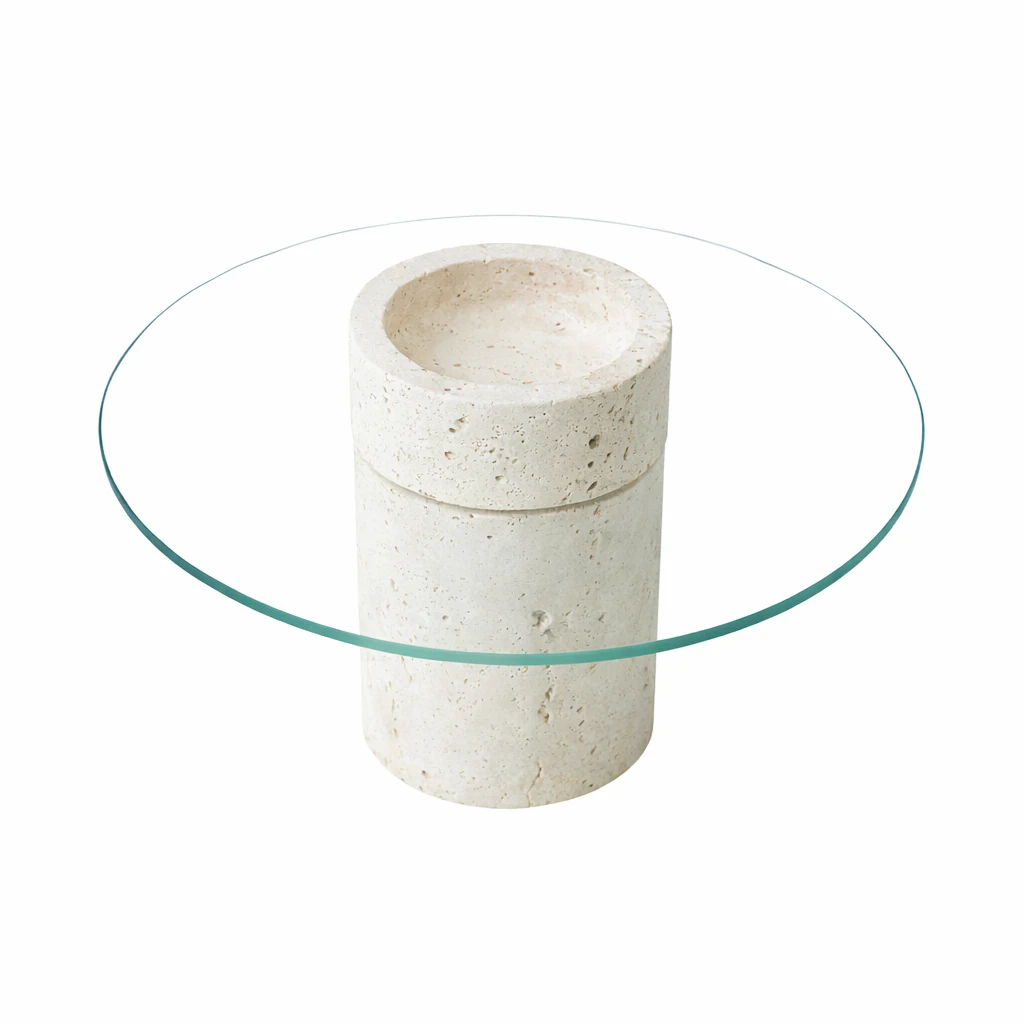 استند سنگی تراورتن و شیشه گرد - Image 2