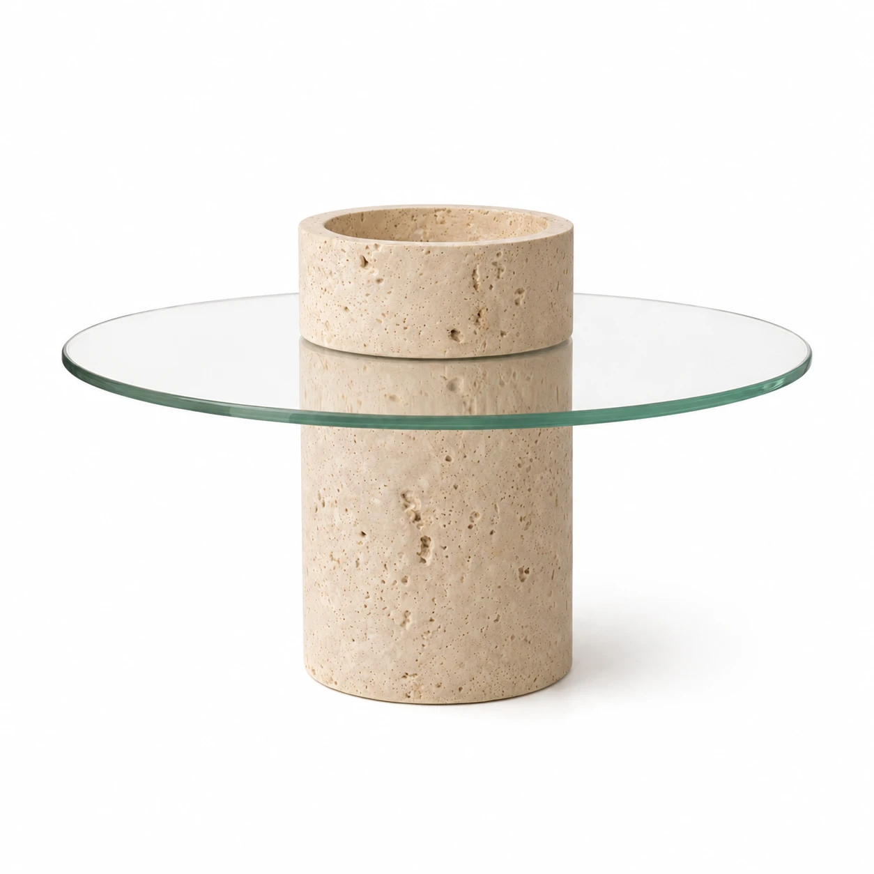 استند سنگی تراورتن و شیشه گرد - Image 3